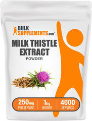BulkSupplements Milk Thistle Extract Powder bottle front for daily wellness support.
