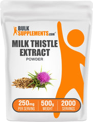 BulkSupplements Milk Thistle Extract Powder bottle for easy daily use.