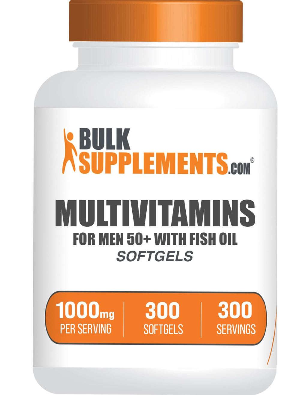 BulkSupplements Multivitamin 50+ softgels bottle for easy daily nutrition support.