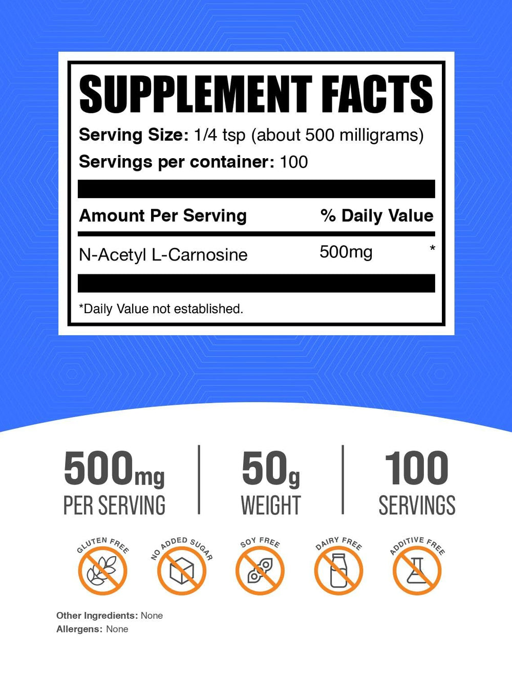 BulkSupplements N-Acetyl L-Carnosine powder jar closeup showing clear labeling