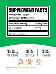 BulkSupplements Oil of Oregano softgels capsule close-up for easy on-the-go use.