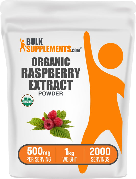 BulkSupplements Organic Raspberry Extract Powder bottle for easy daily use