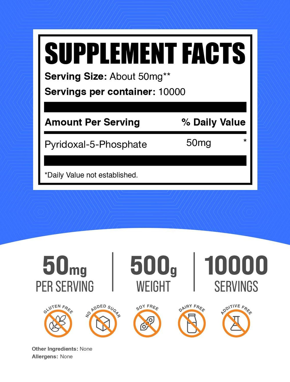 BulkSupplements P5P 50mg serving scoop indicating easy daily dosage