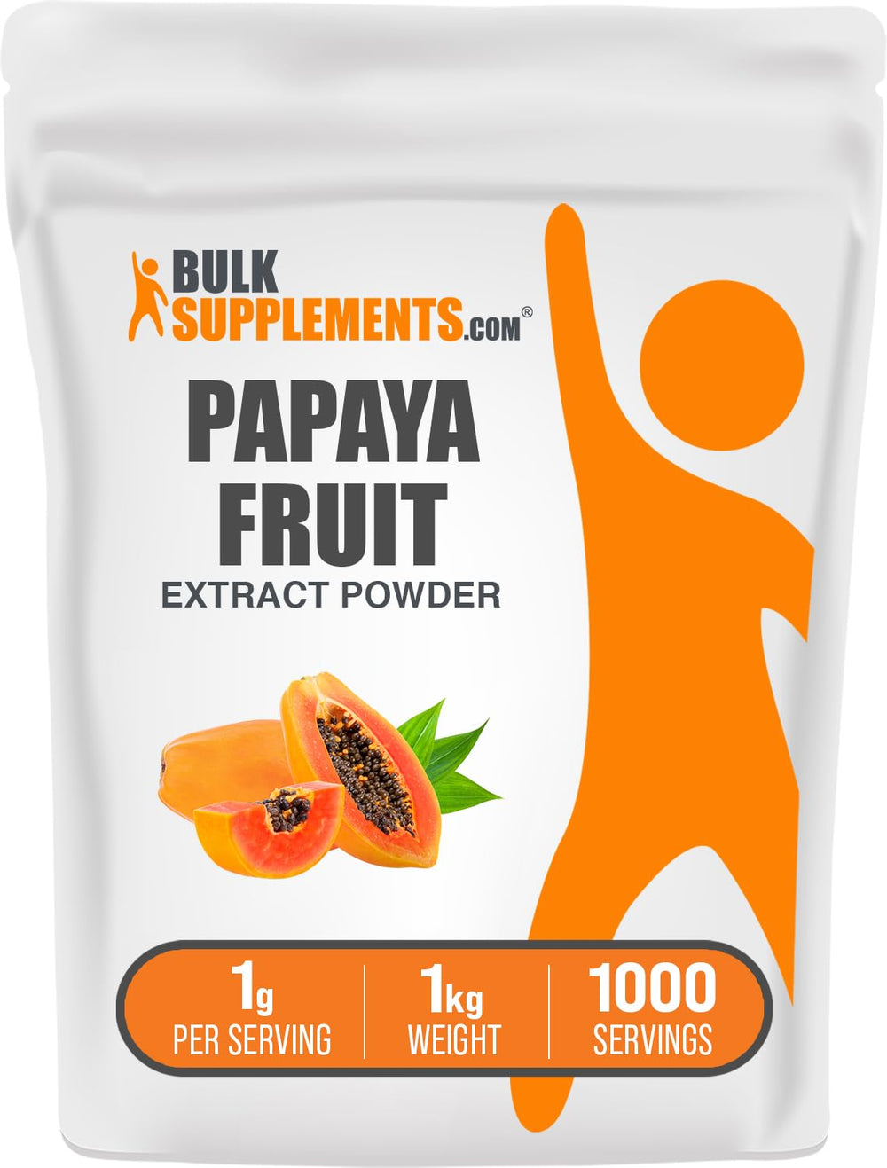 BulkSupplements Papaya Fruit Extract Powder bottle for everyday digestive support.