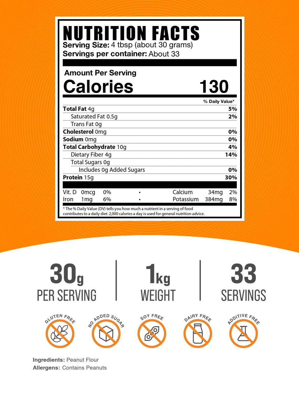 BulkSupplements peanut protein powder bag ready for mixing.