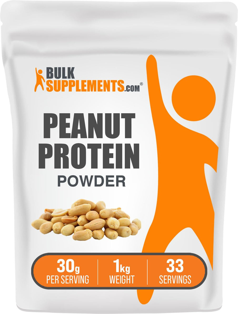 BulkSupplements peanut protein powder bottle for daily shakes.