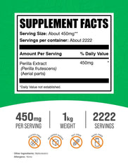 BulkSupplements Perilla Extract Powder 1kg package shown for long term supply.