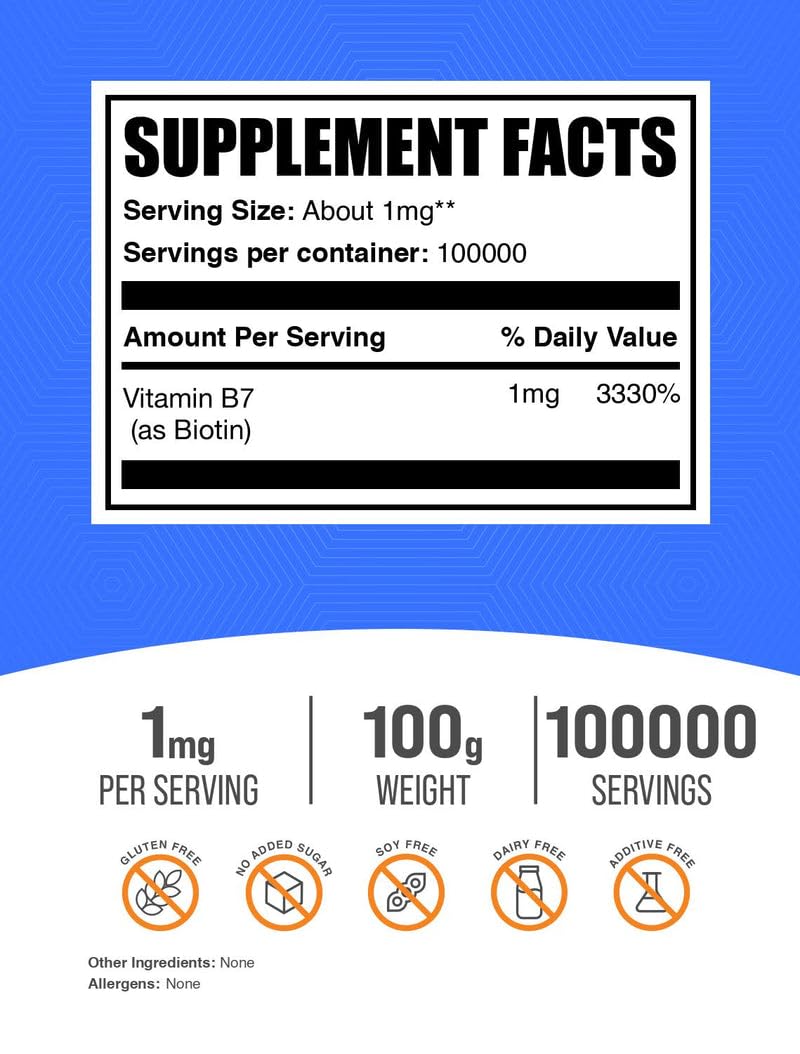 BulkSupplements Biotin Powder scoop illustrating easy portioning for routines.