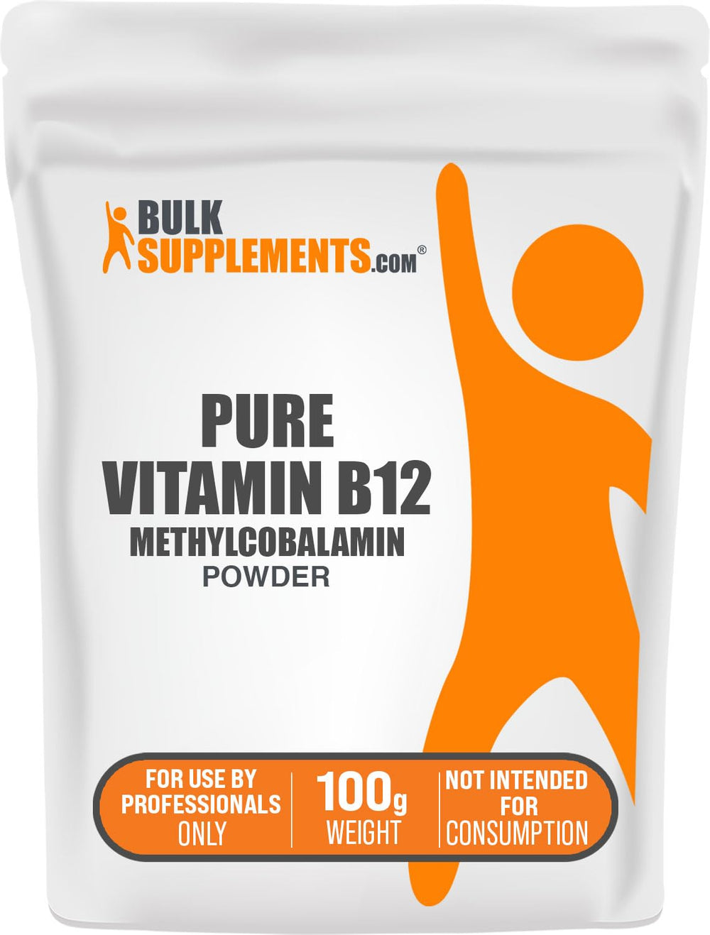 BulkSupplements pure vitamin B12 methylcobalamin powder bottle for precise dosing