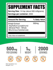 BulkSupplements Shilajit Extract Powder measuring scoop demonstrates easy daily dosing.