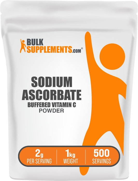 BulkSupplements sodium ascorbate powder with scoop for simple daily vitamin C intake
