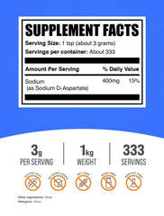 BulkSupplements Sodium D-Aspartate powder pour for easy hydration mixing