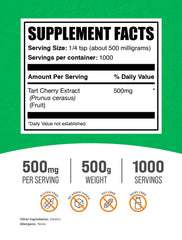 BulkSupplements Tart Cherry Extract Powder scoop for easy daily servings.