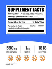 BulkSupplements Vitamin B5 powder pour on a spoon for serving