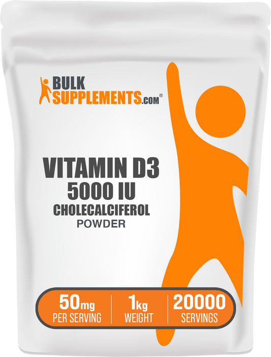 BulkSupplements Vitamin D3 powder bottle for easy daily intake.