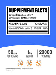 BulkSupplements Vitamin D3 powder scoop shows precise measurement.