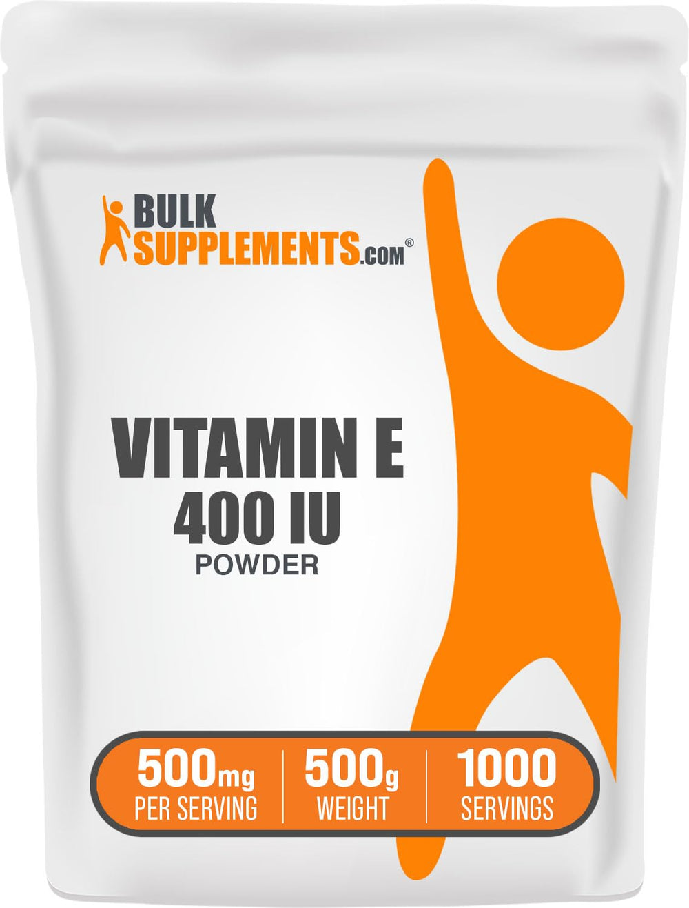 BulkSupplements Vitamin E 400 IU powder container for easy daily dosing.