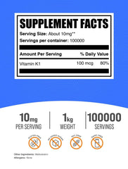Vitamin K1 powder with dispensing spoon ready for precise dosing.