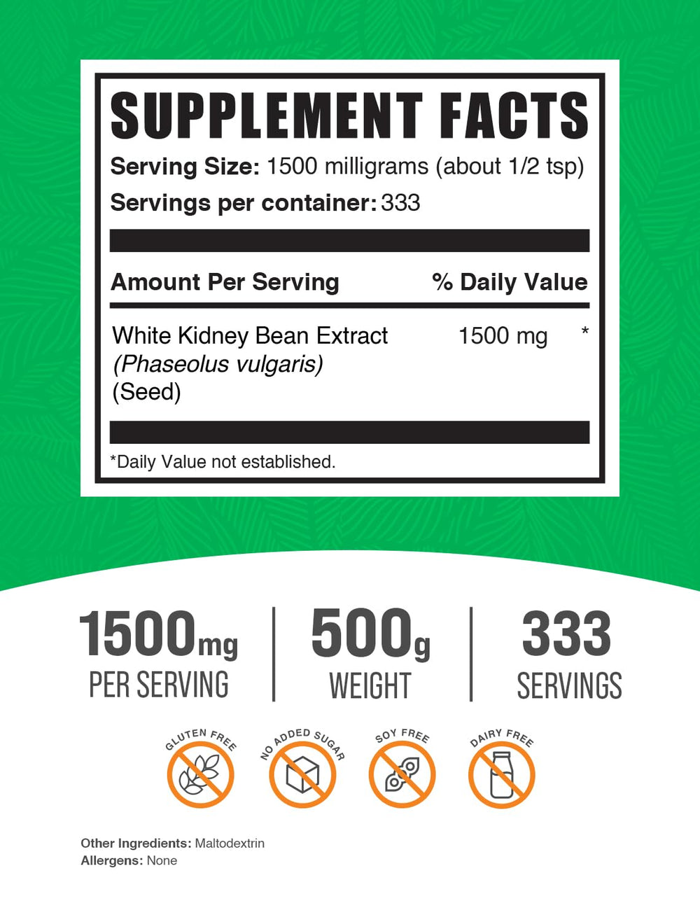 BulkSupplements White Kidney Bean Powder scoop-dispense for easy portion control