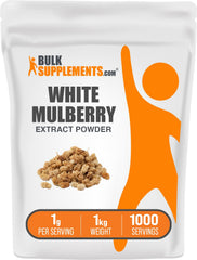 BulkSupplements White Mulberry Leaf Extract powder bottle for daily wellness support.