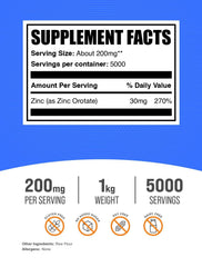 BulkSupplements Zinc Orotate Powder scoop showing precise measurement for servings.