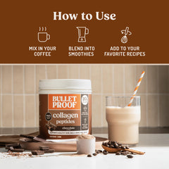 Bulletproof label highlighting collagen types I and III for body-ready protein.