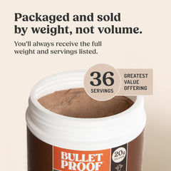 Bulletproof Chocolate Collagen Powder mixed into cold water for a refreshing drink