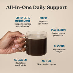 Bulletproof Energy Collagen Vanilla Bean pour ideal for hot or cold beverages