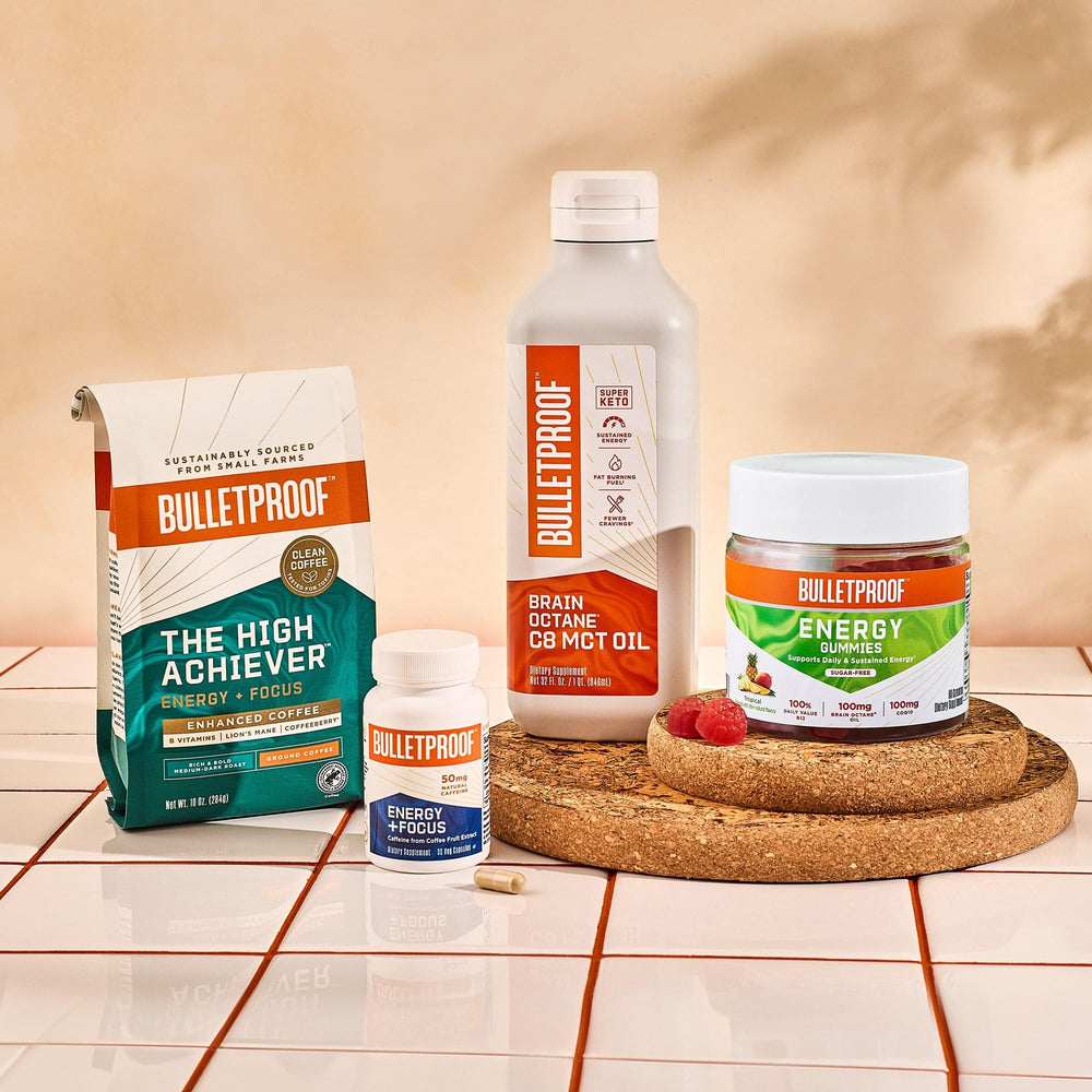 Bulletproof Energy and Focus Capsules in use during daily study session.