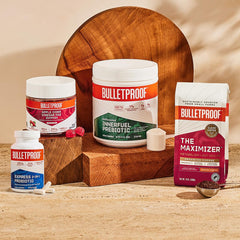 Bulletproof Express 3-in-1 probiotic serving directions on bottle for daily routine