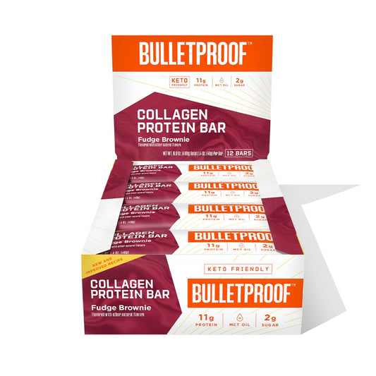 Bulletproof Fudge Brownie Bars pack 12, a convenient keto snack.