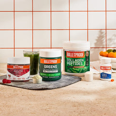 Bulletproof Greens in a breakfast setup demonstrating a morning routine