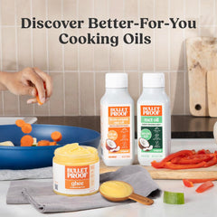 Bulletproof MCT Oil kitchen scene emphasizes daily energy option.