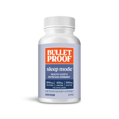 Bulletproof Sleep Mode Softgels bottle supports a simple nightly routine for restful evenings.