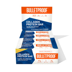 Bulletproof Vanilla Shortbread Collagen Bar pack 12 for keto-friendly on-the-go fueling