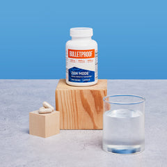 Bulletproof Zen Mode capsules poured for easy daily relaxation routine.