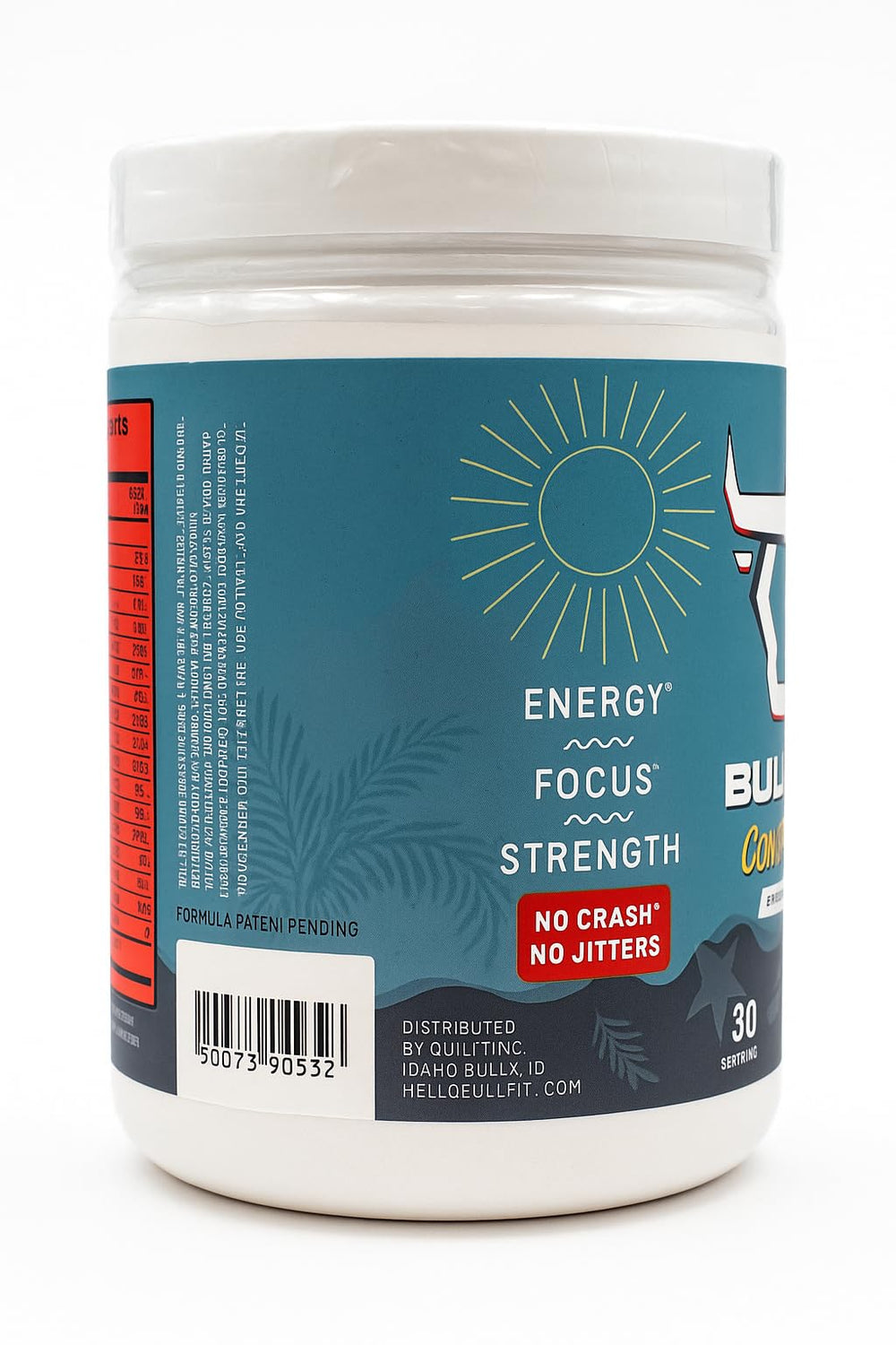BULLFIT Cowabunga label close-up showing no artificial colors or sugars