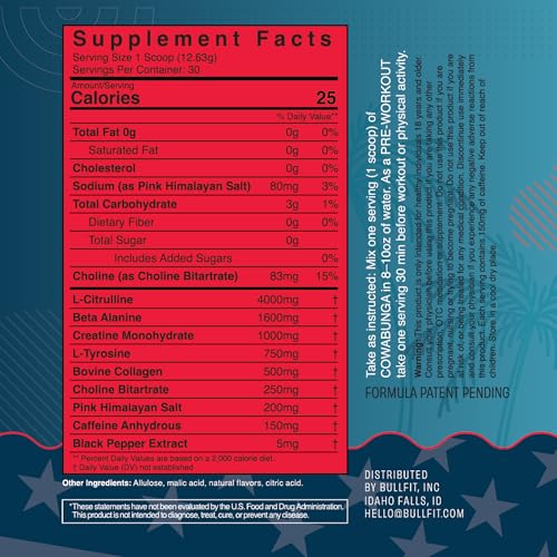 BULLFIT Cowabunga Pina Colada flavor mix highlighting refreshing taste during workouts