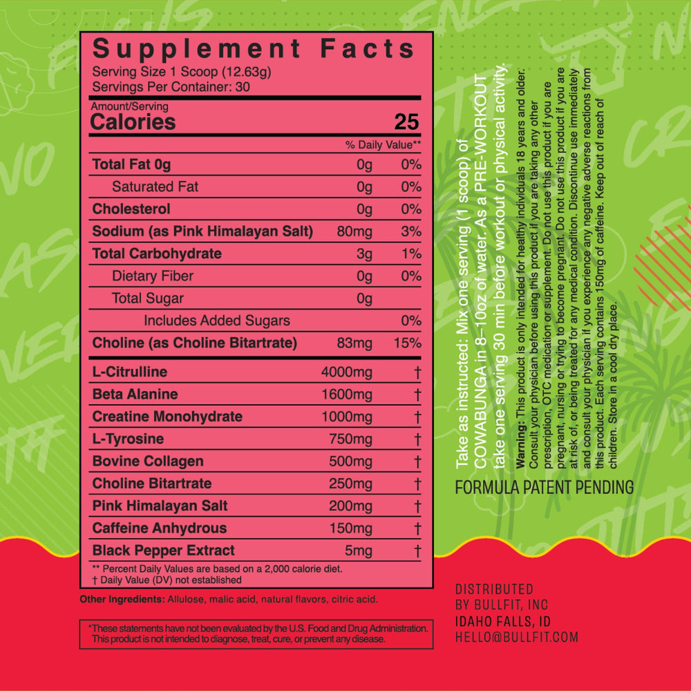 Bullfit Pre-Workout Peach Mango being mixed with water for steady focus