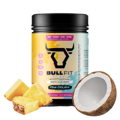 BullFit Pre-Workout Pina Colada tub ready for a quick energy boost