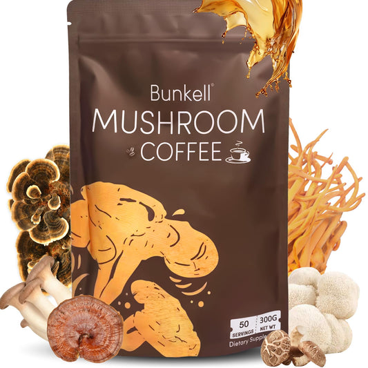 Bunkell Mushroom Coffee six-mushrooms-blend in action for focused energy
