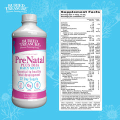 Buried Treasure Prenatal Plus DHA Complete easy-dosing-spoon enables convenient morning nutrition.