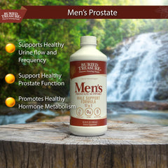 Buried Treasure Saw Palmetto bottle focus for herbal support.