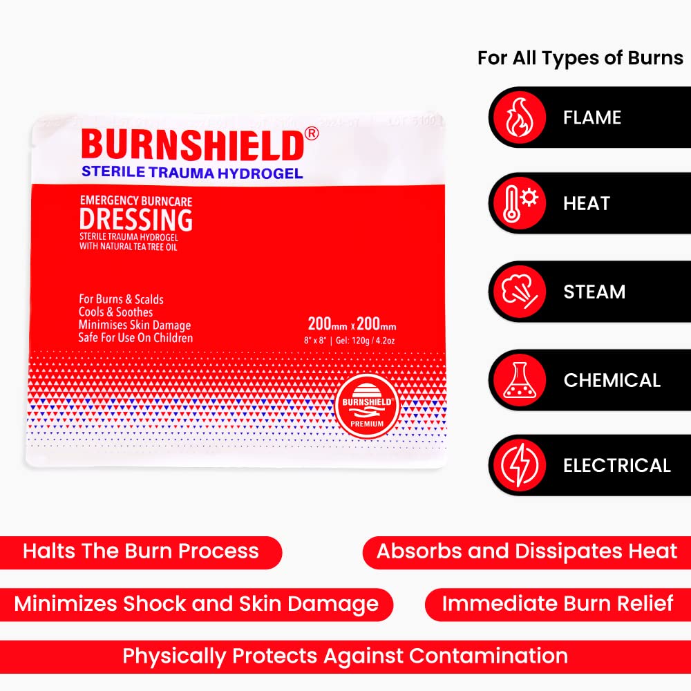 Burnshield emergency dressing 3-pack displayed for versatile first aid burns