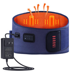 Burrki heating pad with massager front view showing ready heat and comfort