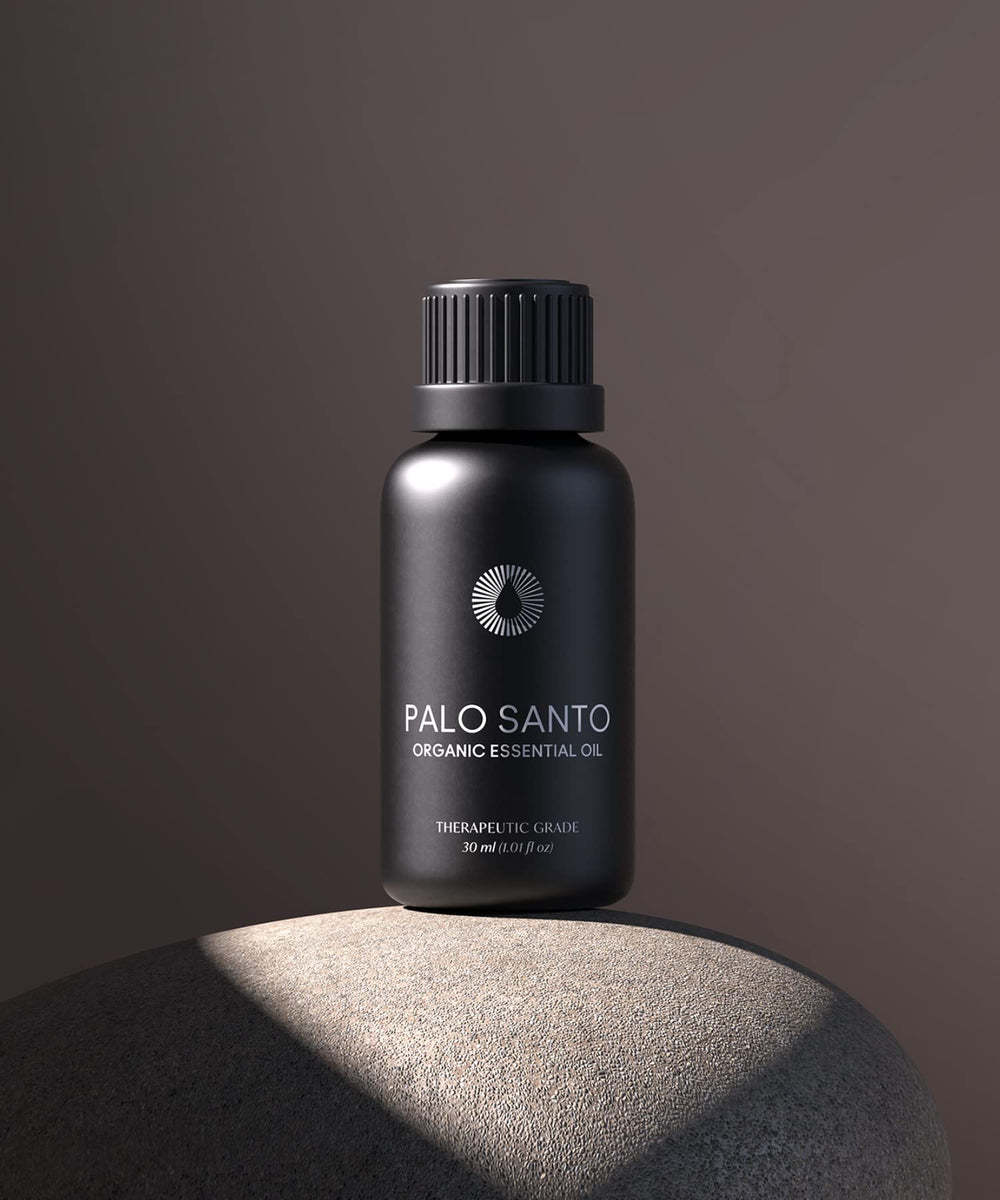 Bursera Palo Santo oil close-up emphasizing natural purity and clarity.
