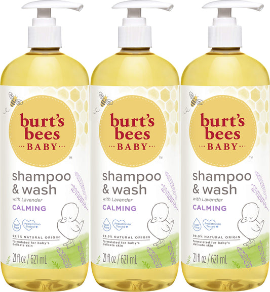 Burt's Bees Baby Calming Shampoo Lavender bottle showing tear-free bath for delicate skin