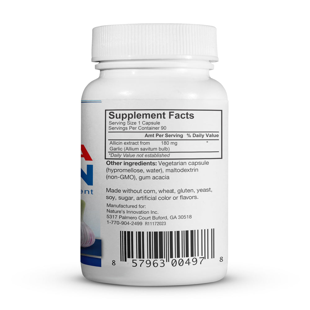 Capsule close-up illustrates vegetarian formula free from common allergens.