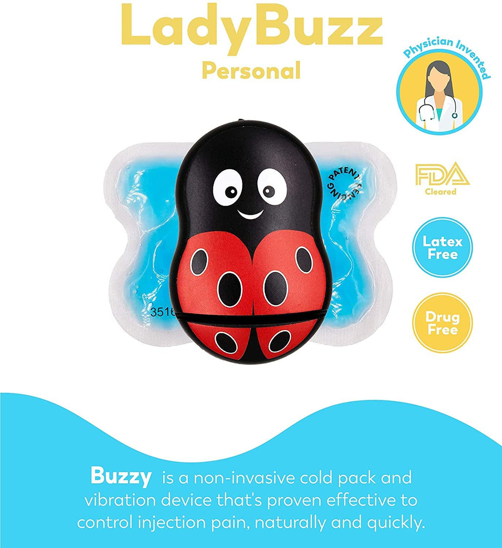 Buzzy Personal vibration action helps soften sharp needle discomfort.