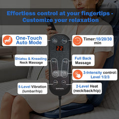 bwpiwpr shiatsu cushion remote panel with quick control options.
